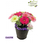 Cesta Romantica Gerberas Pink (Cod.2758) Cesta Romantica Gerberas Pink (Cod.2758)